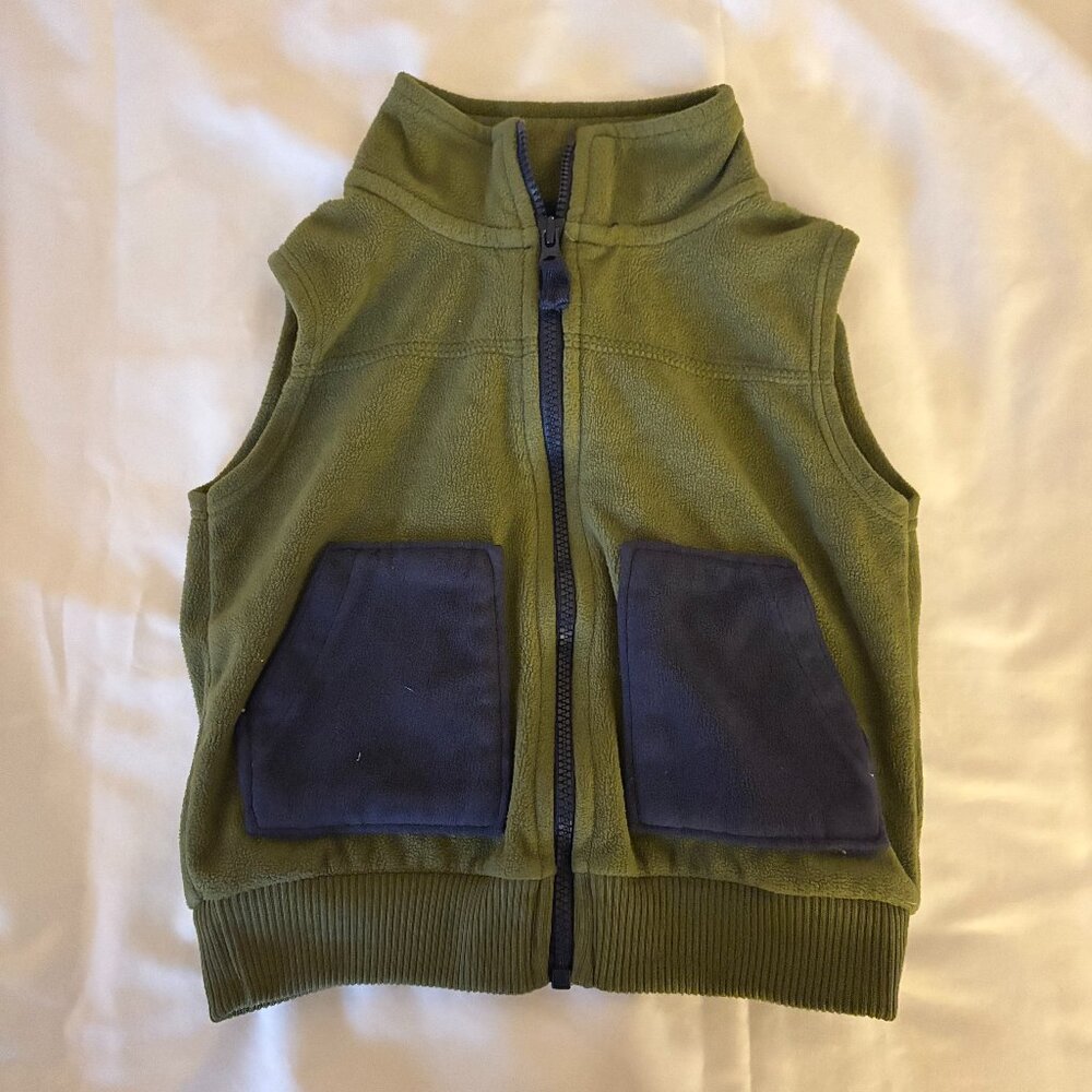 Carter's 18 months olive & navy fleece zip up vest